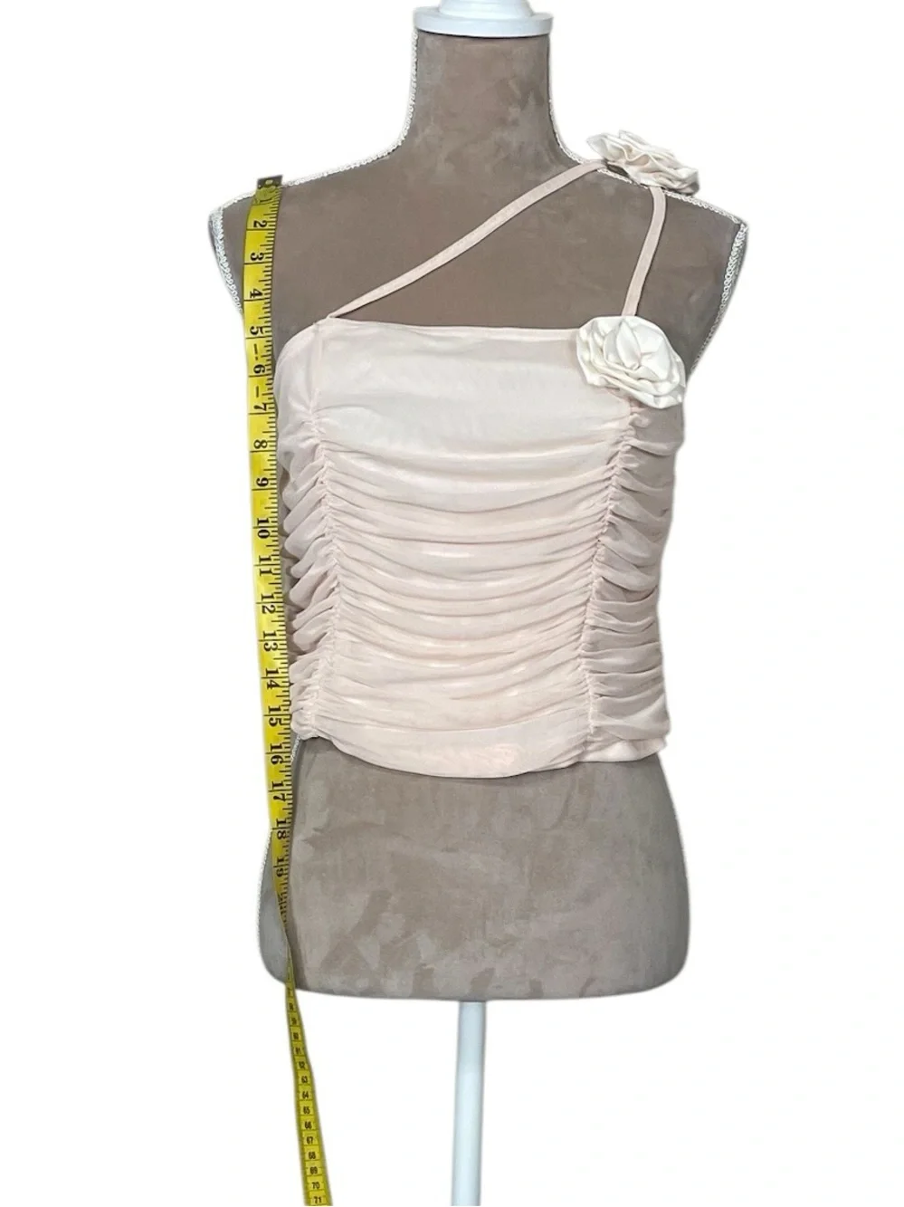 Cupshe Sweet Rosewater Ruched Spaghetti-Strap Top with Flower Accent NWT